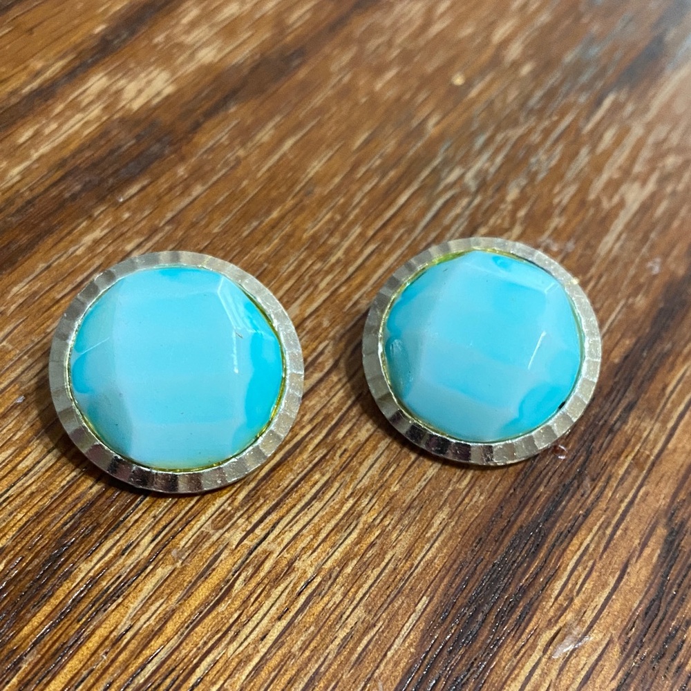 Vintage Blue Hong Kong Stud Earrings
